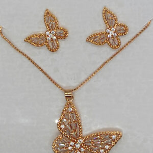 Crystal Charm Butterfly Pendant Set